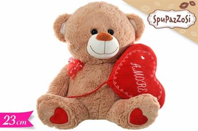 PELUCHE ORSO C/CUORE E FIOCCO 23cm