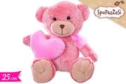 PELUCHE ORSO ROSA C/CUORE 25cm