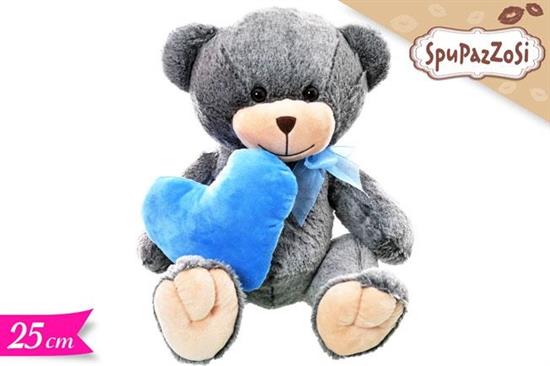 PELUCHE ORSO AZZURRO C/CUORE 25cm