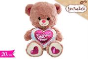 PELUCHE ORSO C/CUORE ROSA TVB 20cm