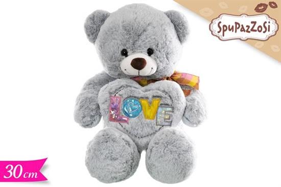 PELUCHE ORSETTO GRIGIO C/CUORE LOVE 30cm