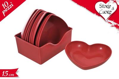 SET 10 PIATTINI CUORE 15cm