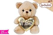 PELUCHE ORSO C/CUORE ORO 25cm