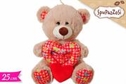 PELUCHE ORSO C/CUORE COLOR 25cm