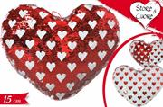 CUSCINO CUORE PAILLETTES 15cm ROSSO/BIANCO