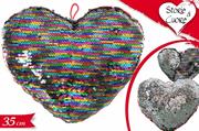 CUSCINO CUORE PAILLETTES 35cm MULTICOLOR