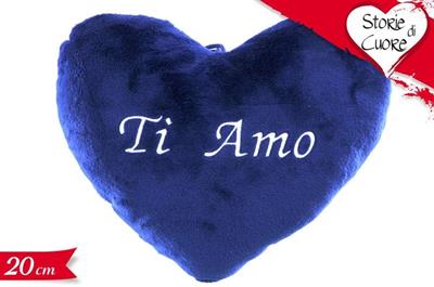 CUSCINO CUORE BLU 20cm TI AMO