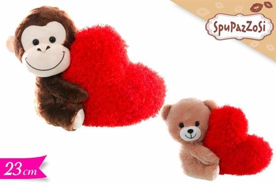 PELUCHE ANIMALE C/CUORE 23cm