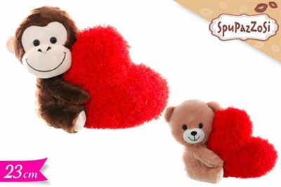 PELUCHE ANIMALE C/CUORE 23cm