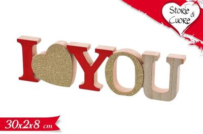 SCRITTA I LOVE YOU LEGNO 30x8cm