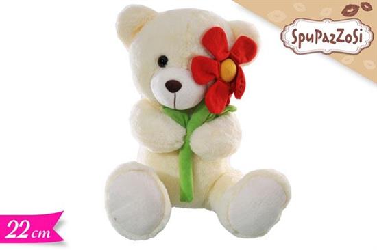 PELUCHE ORSO C/FIORE 22cm