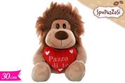 PELUCHE LEONE C/CUORE PAZZO DI TE 30cm