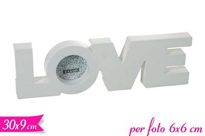 SCRITTA LOVE BIANCO 30x9cm CON P/FOTO