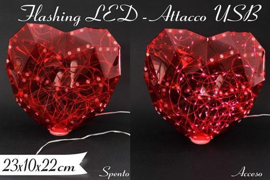 DECORAZIONE CUORE LUMINOSO LED USB 23cm