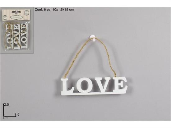 APPENDINI LOVE 6pz LEGNO BIANCO