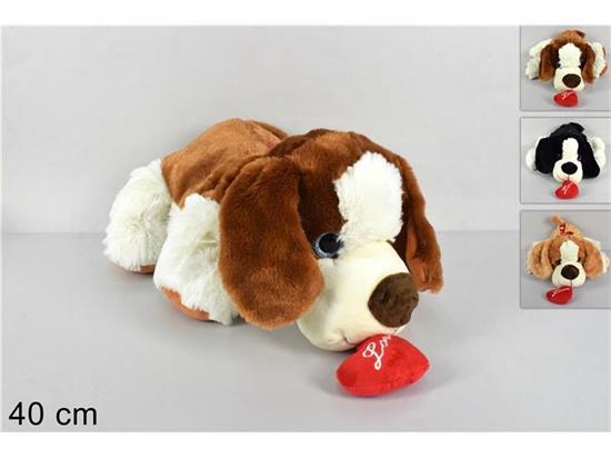 PELUCHE CANE C/CUORE 40cm