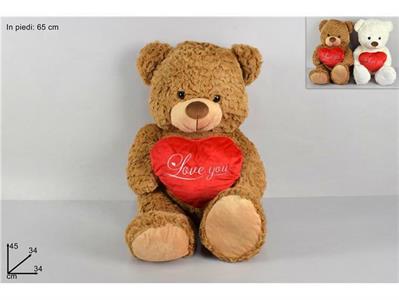 PELUCHE ORSO 65cm C/CUORE