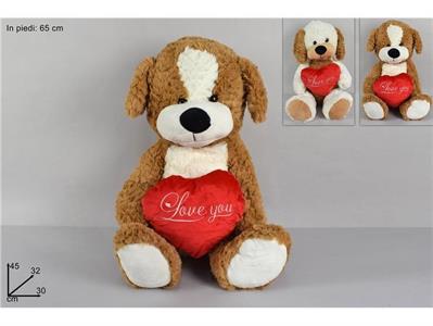 PELUCHE CANE C/CUORE 65cm