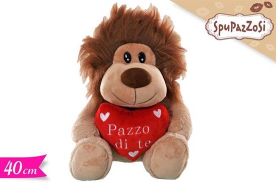 PELUCHE LEONE C/CUORE PAZZO DI TE 40cm