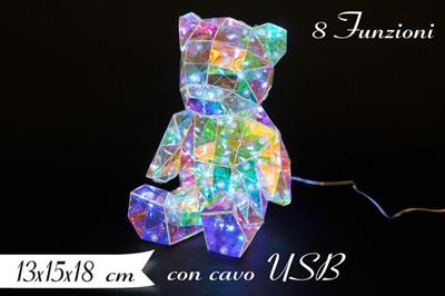 DECORAZIONE ORSO LUMINOSO LED USB 18cm