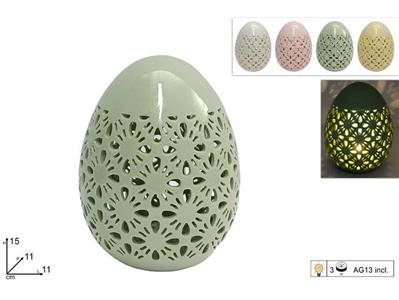 UOVO CERAMICA 15cm C/LUCE