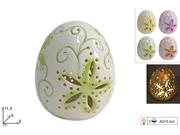 UOVO CERAMICA DECORO FIORI 11cm C/LUCE