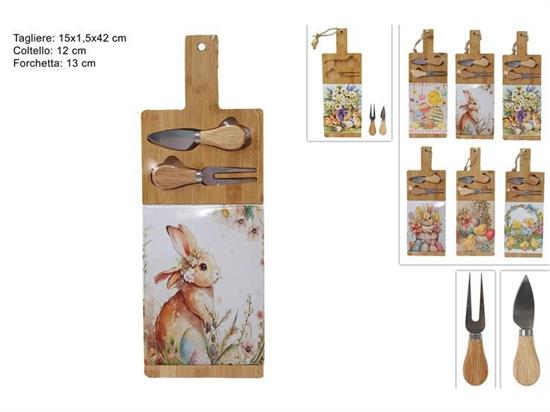 TAGLIERE PASQUA LEGNO E CERAMICA C/ACCESSORI